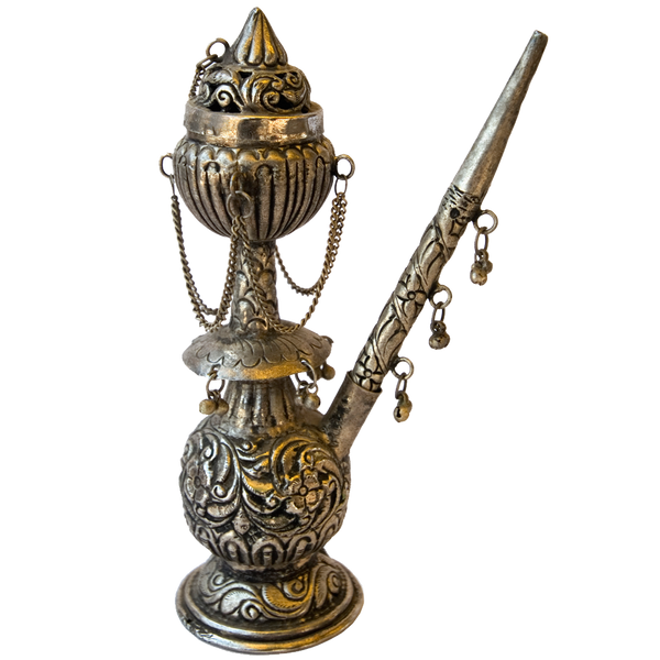 Antique hookah on white