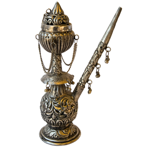 Antique hookah on white