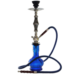 Arabic blue glass hookah isolated on white background