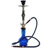 Arabic blue glass hookah isolated on white background