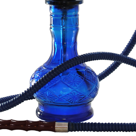 Arabic blue glass hookah isolated on white background